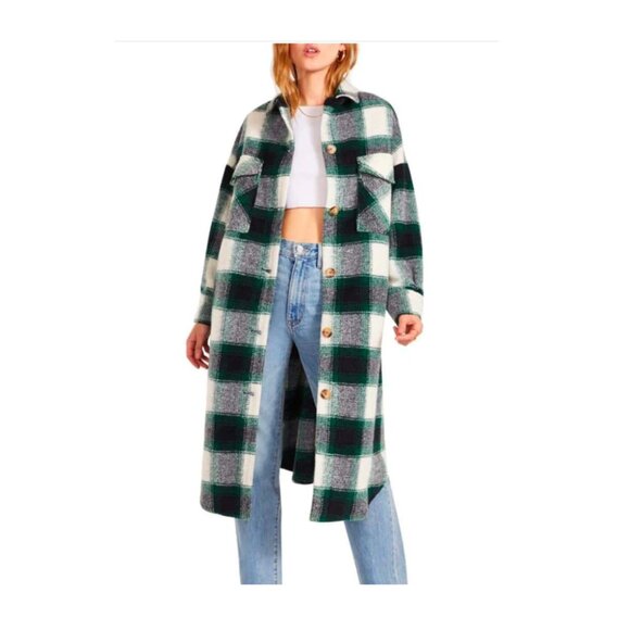 Steve Madden Long Plaid Coat - Picture 3 of 8